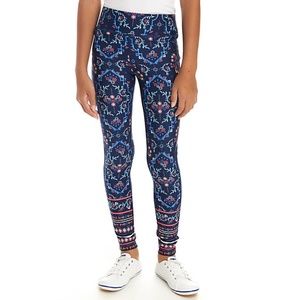 Zelos Navy Blue Graphic Print Athletic Leggings